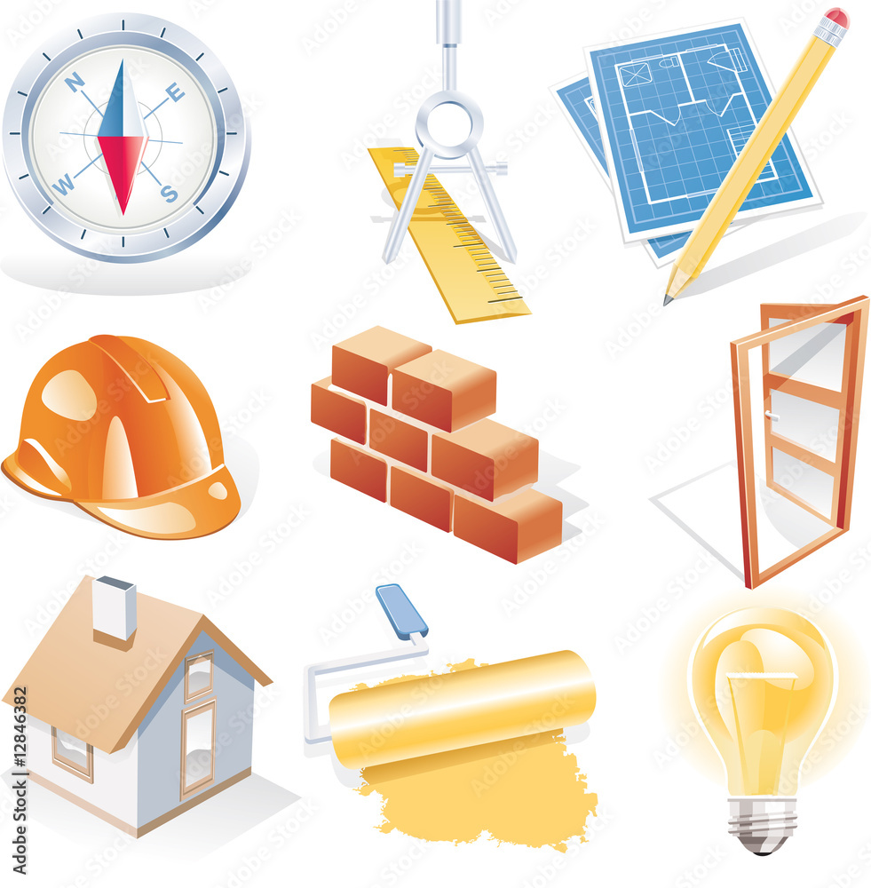 Vector architecture detailed icon set Stock Vector | Adobe Stock