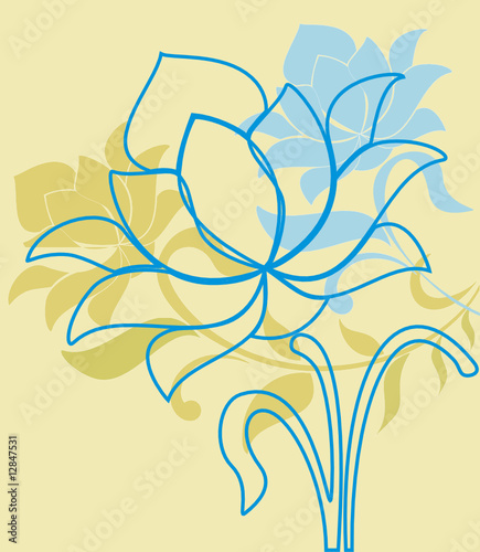 Flowers and waves. Illustration vector