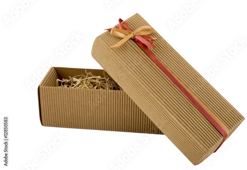 An open cardboard box