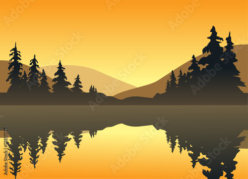 Calm Lake at Sunset