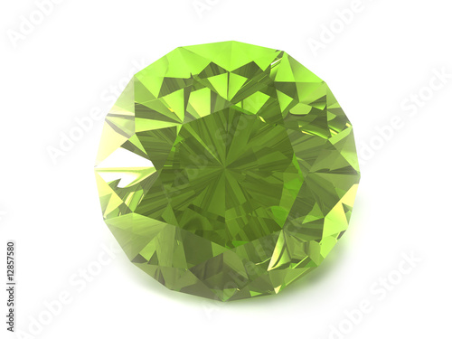 Green gemstone isolated on white background