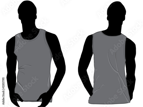 Grey Tank top design template with front and back.