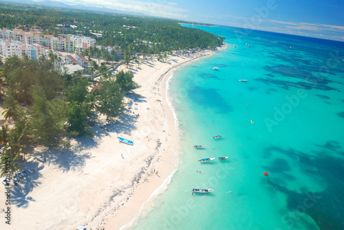 Caribbean beach aerial view