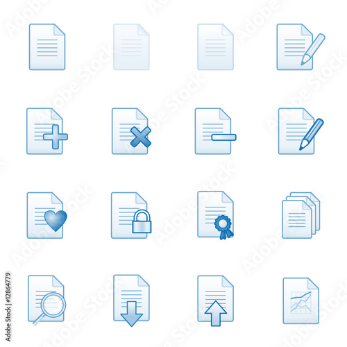 Document web icons, blue series