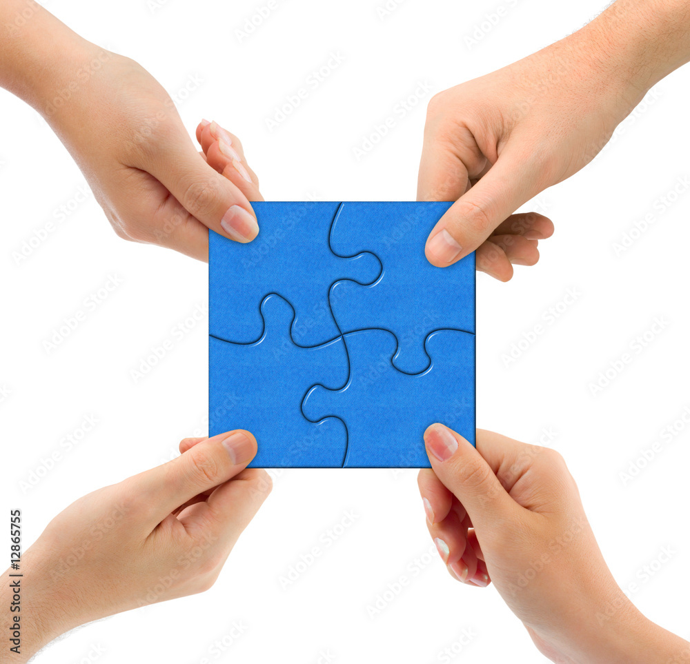 Hands and puzzle
