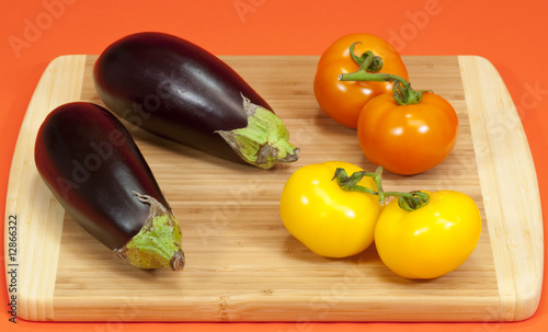 Fresh Eggplant and Tomatoes