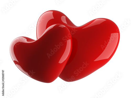 Two isolated heart on a whi...