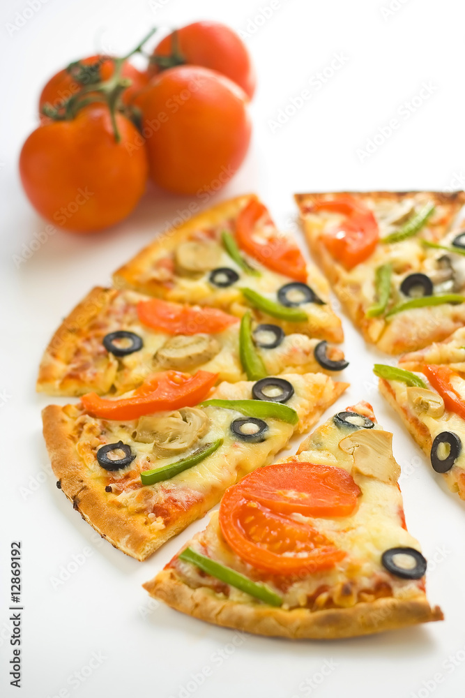 homemade pizza with fresh tomato olive mushroom cheese homemade pizza with fresh tomato olive mushroom cheese