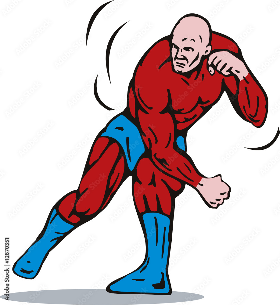 Fototapeta premium Superhero running punching