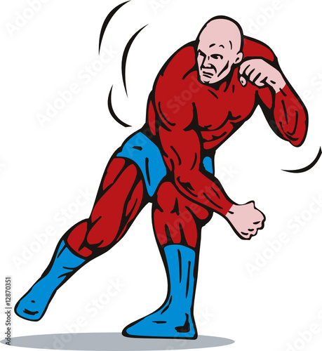 Superhero running punching