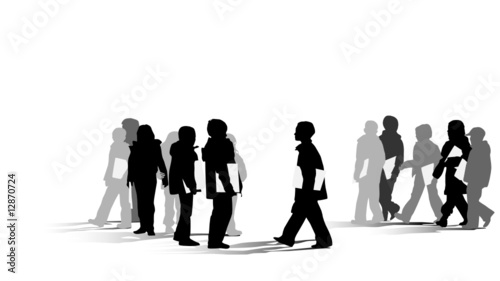 group of young students silhouette