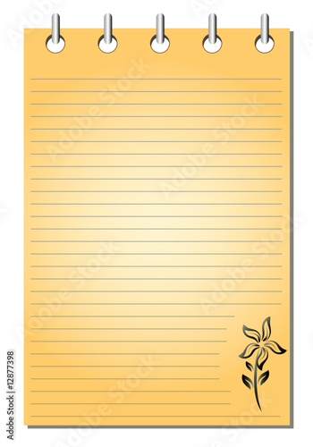 Spiral bound empty orange notepad with flower pattern