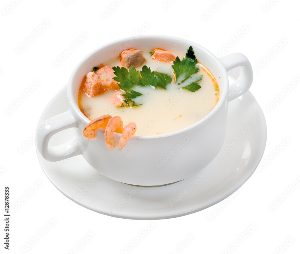 soup with seafood.isolated soup with seafood.isolated