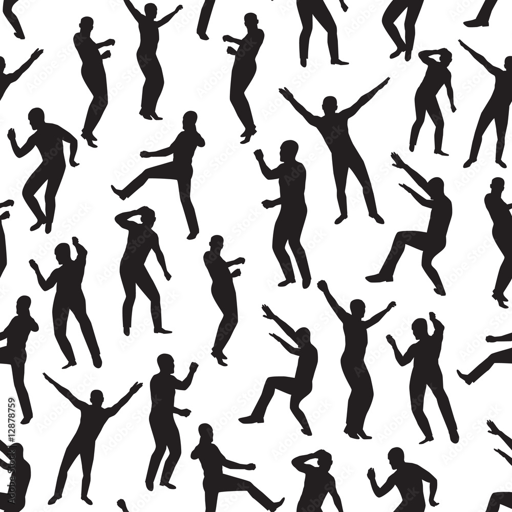 Seamless  the image of dancing young men. Vector illustration