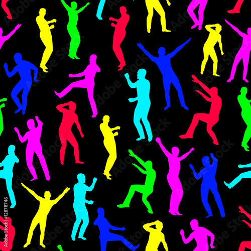 Seamless the image of dancing young men. Vector illustration