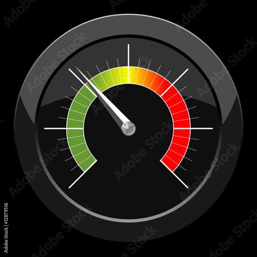 Manometer with colored scale over black background