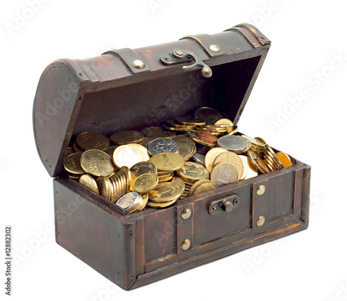 Open chest with money photo