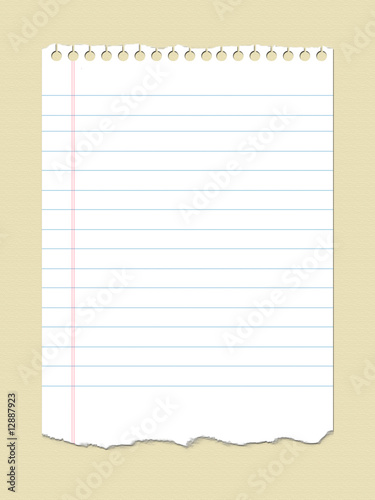 A page of ruled notebook paper