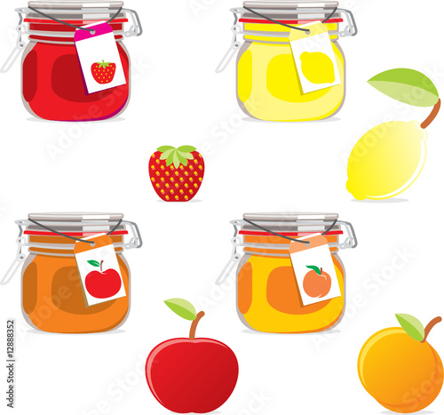 isolated jam jars set