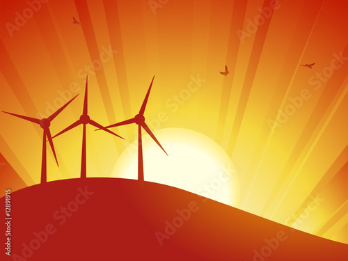 silhouette wind turbines