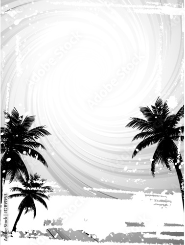black and white grunge palm trees