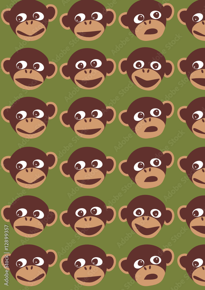 Obraz premium monkey face vector - seamless pattern