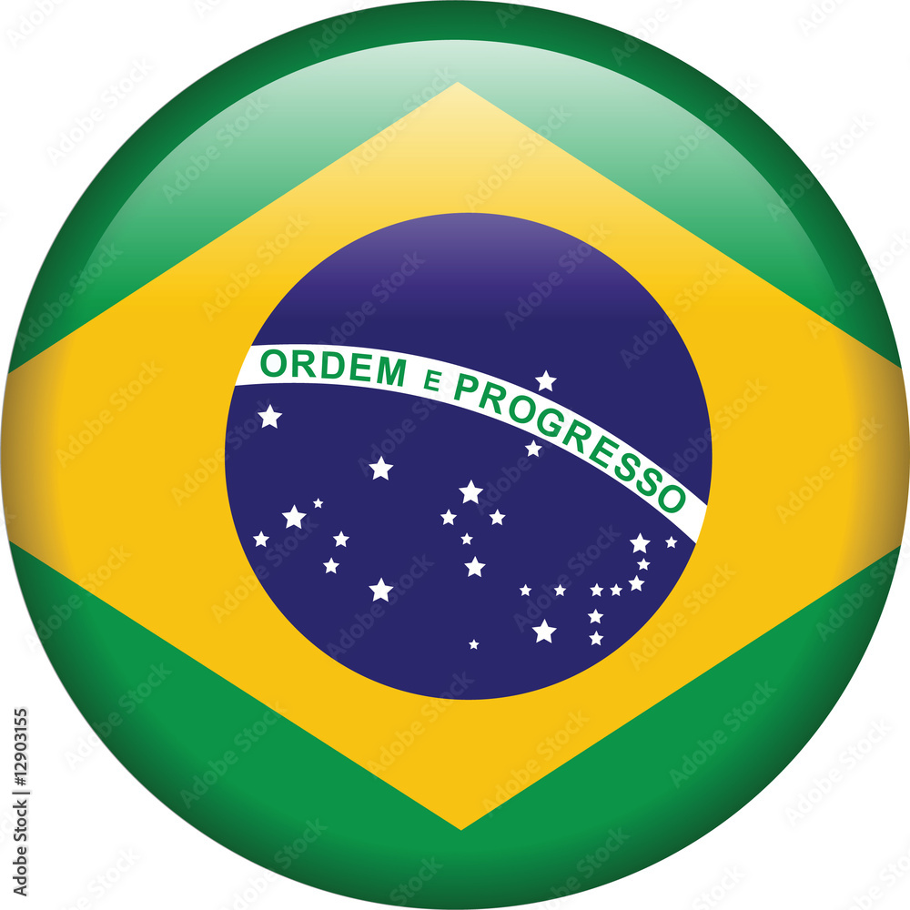 Obraz premium Brazil flag icon, button with official coloring