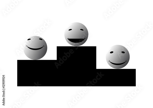 Grey smileys on a pedestal