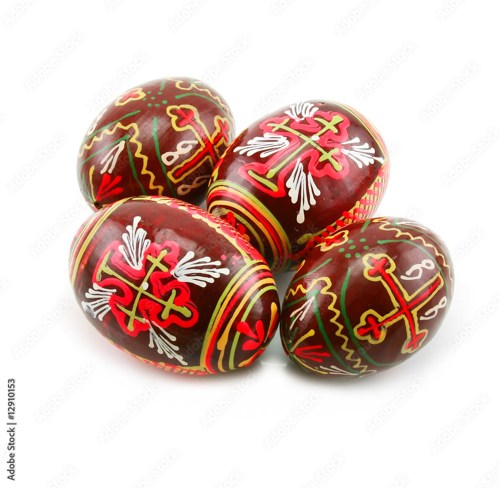 Group of painted Easter eggs isolated Group of painted Easter eggs isolated