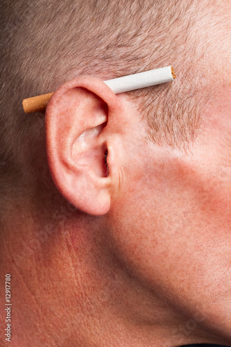 Cigarette behind ear