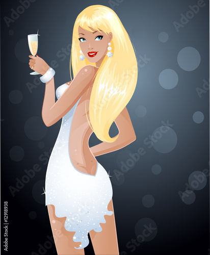 Sexy blonde with glass