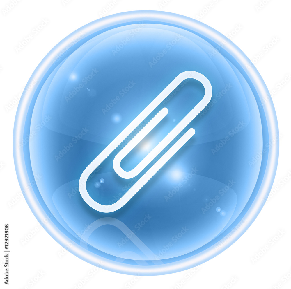 Paper clip icon ice, isolated on white background Paper clip icon ice, isolated on white background