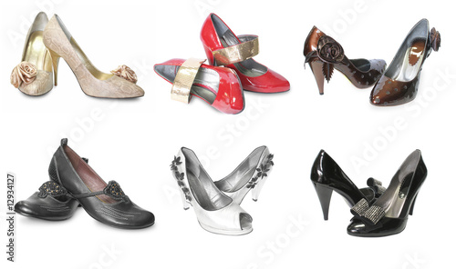 collection of females shoes isolated