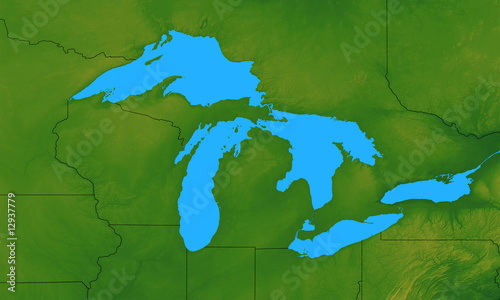 Terrain Map of the Great Lakes States