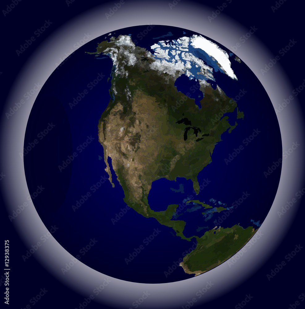 Earth globe showing Americas
