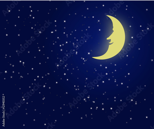 Illustration of a night sky with fantastic moon