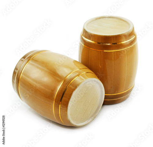 Gold tuns from wine cellar isolated