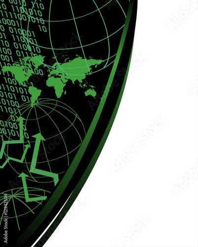World Map and Digital Numbers