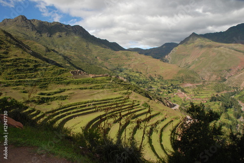 Inca terraces above Pisac  Peru
