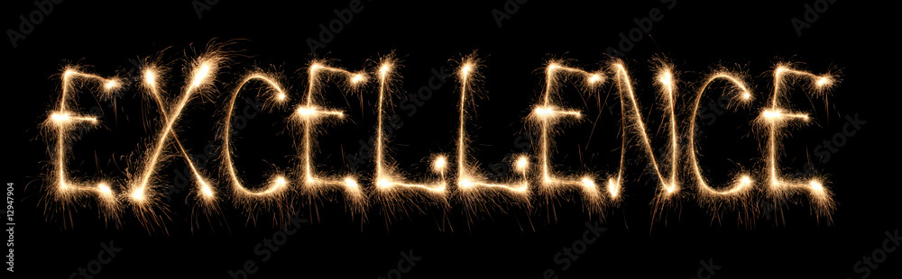Word excellence written sparkler. Word excellence written sparkler.