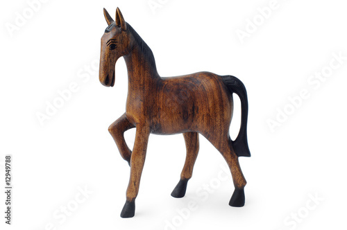 Antique wooden horse  isolated  with clipping path