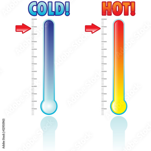 Set of two thermometers isolated on white