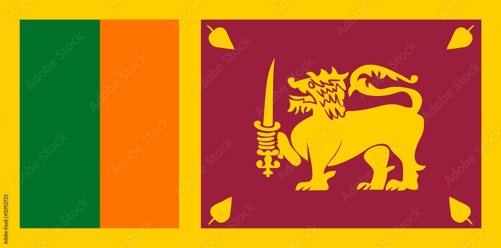 Fototapeta premium Flag of Sri Lanka. Illustration over white background
