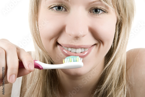 woman tooth brush