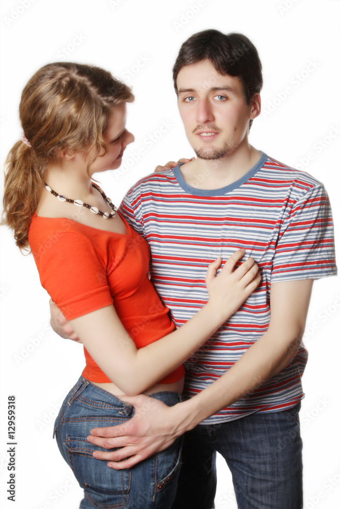 Couple over white background Couple over white background