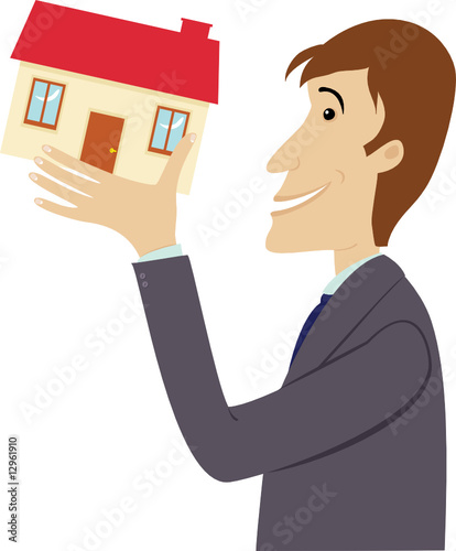 business man with a little house