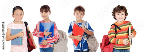 Fotografie Many children students returning to school