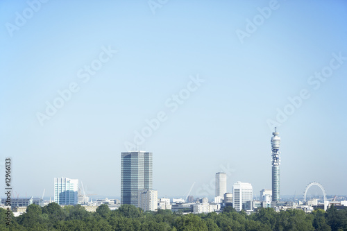 Cityscape With The BT Tower And Millennium Wheel, London, Englan