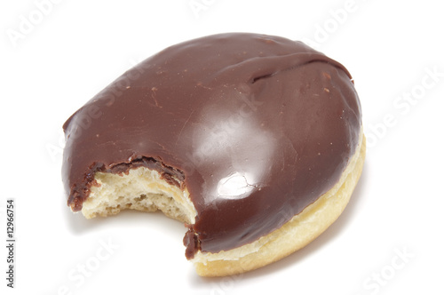 Bitten donut isolated on white