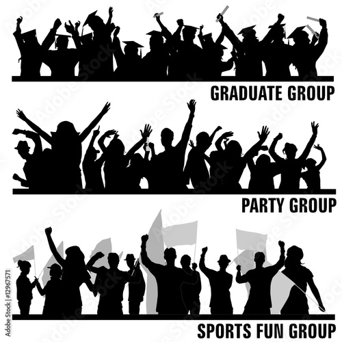 set of group peoples vector